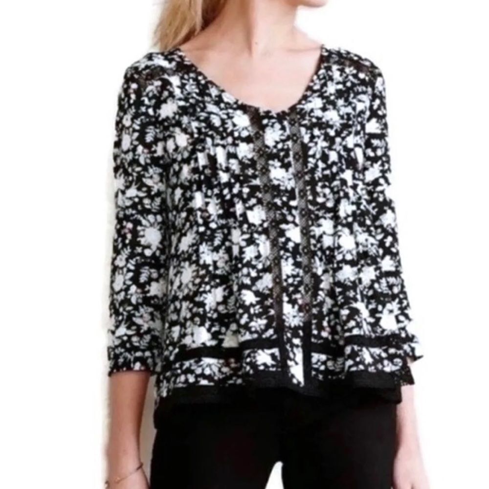 Maeve floral and lace long sleeved top
